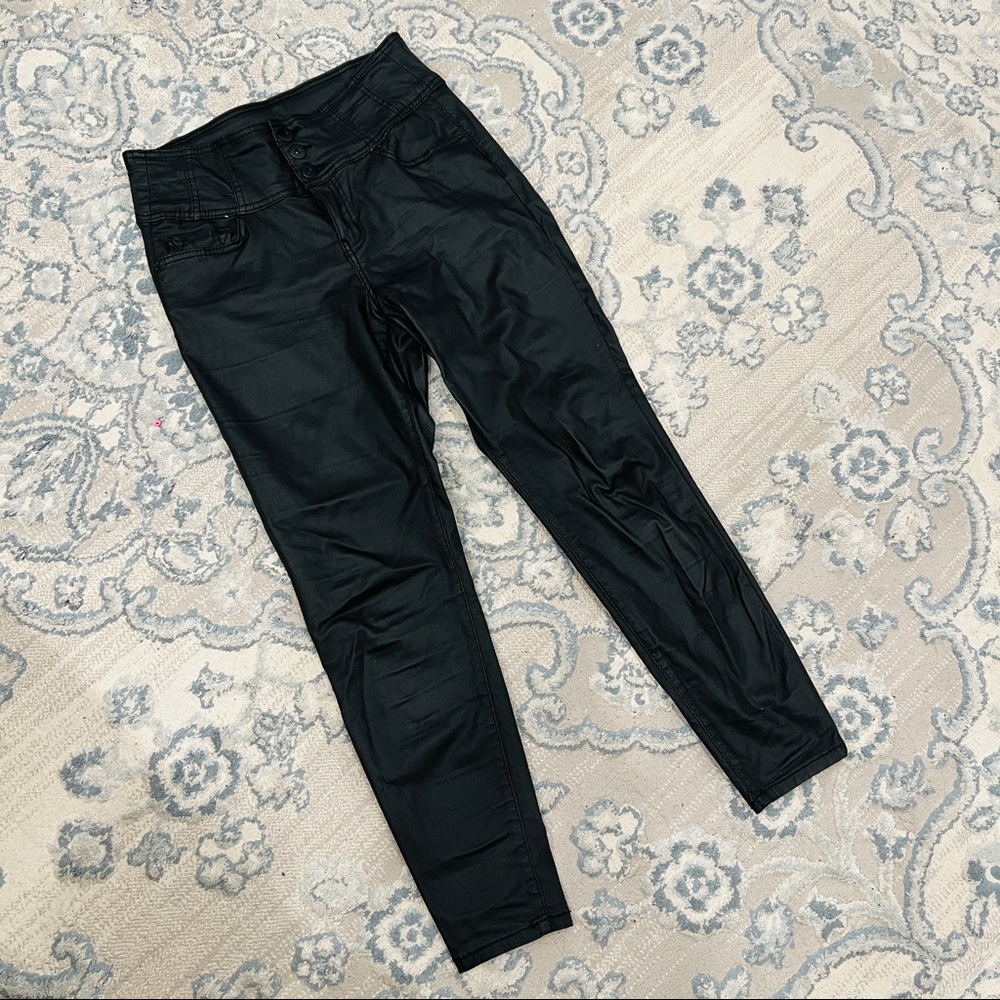 Vegan Leather High Rise skinny Jeans